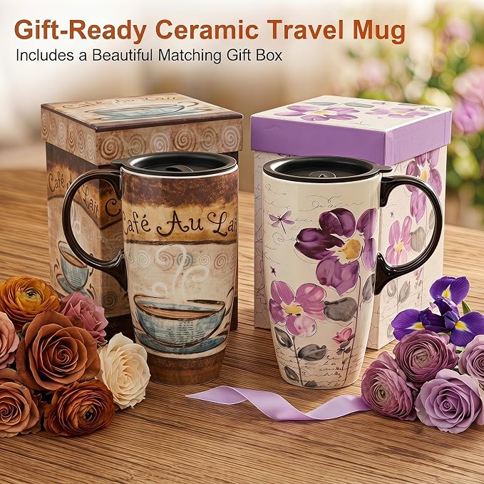 Topadorn Set of 2 Ceramic Travel Mugs - Image 8