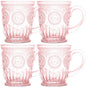Pink Glass Coffee Mugs Set of 4 – 10oz Aesthetic Pink Glass Mug Set, Real by Yungala