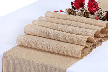 MDS® Pack of 20 Natural Burlap Table Runner, 12 x 108 Inch, Jute Vintage Rustic - Image 3