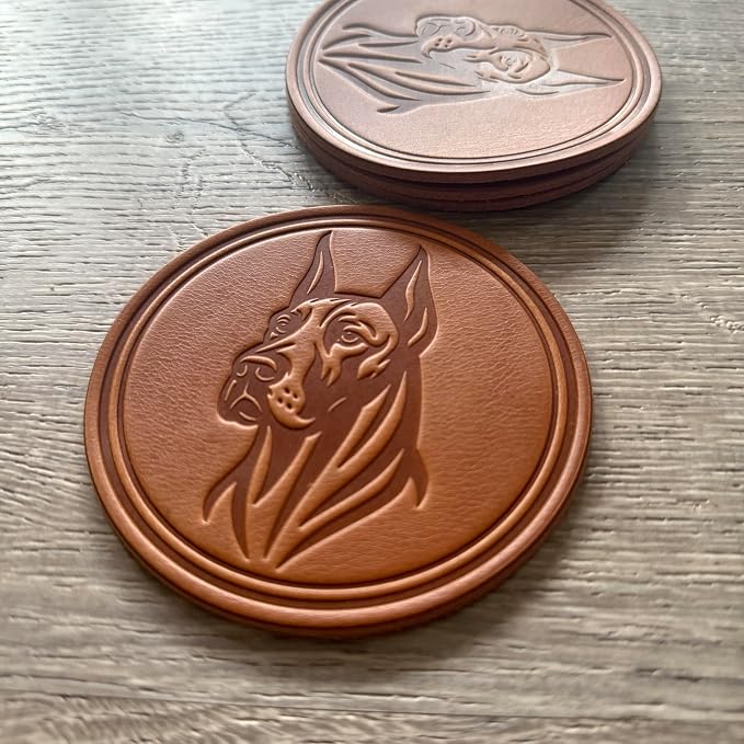 Dog Breed Leather Coasters – Premium Full Grain Table Protectors - Image 3