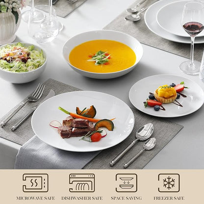 MALACASA 24-Piece Porcelain Dinnerware Set, Microwave & Dishwasher Safe - Image 4