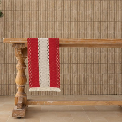 Keketoarrange Christmas Red Boho Table Runner 12x72 Inch | Woven Burlap - Image 4