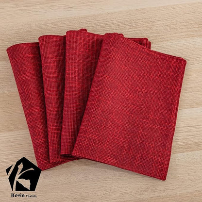 Kevin Textile Christmas Burlap Linen Placemats Set of 6 Heat Resistant Dining Table Place Mats Washable Kitchen Table Mats for Dinning Party Holiday Indoor Outdoor, 13 x19 inches, Burgundy