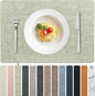 FROMHEART Faux Leather Placemats Set of 4–Waterproof,Heat/Oil Stain-Resistant PU Table Mat–Reversible,Non-Slip,Easy to Clean Place Mats for Kitchen,Dining,Indoor/Outdoor,(Light Green,11.8" x 17")