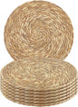 Kochorie Set of 6 Round Woven Placemats - 13.8 Inches Natural Boho Rattan Wicker Table Mats for Home Dining Table
