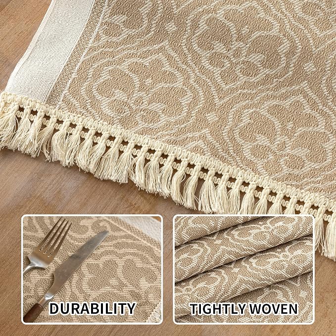 Coffee Scroll Linen Table Runner - Image 3