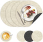 13" Round Placemats Set of 4, NCUE Dual-Sided Faux Leather Heat Resistant Table Mats, Waterproof Oilproof Washable Protective Table Placemats with Coaster, Wipeable Vinyl for Indoor & Outdoor Use