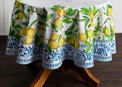 Maison d' Hermine Table Cloth Round Table 100% Cotton 69 Round Inches Tablecloth Reusable Decorative for Dining Room Farmhouse Home Valentines Day Decorations Spring Summer - Cedrat