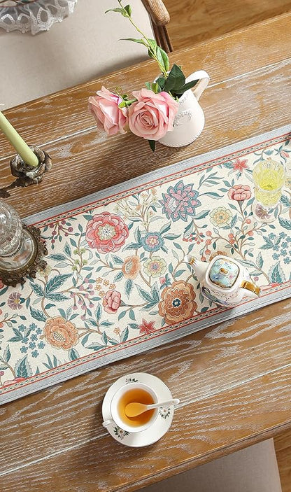 bilin gaier Designer Linen Extra Long Table Runner, Colorful Floral Pattern - Image 7