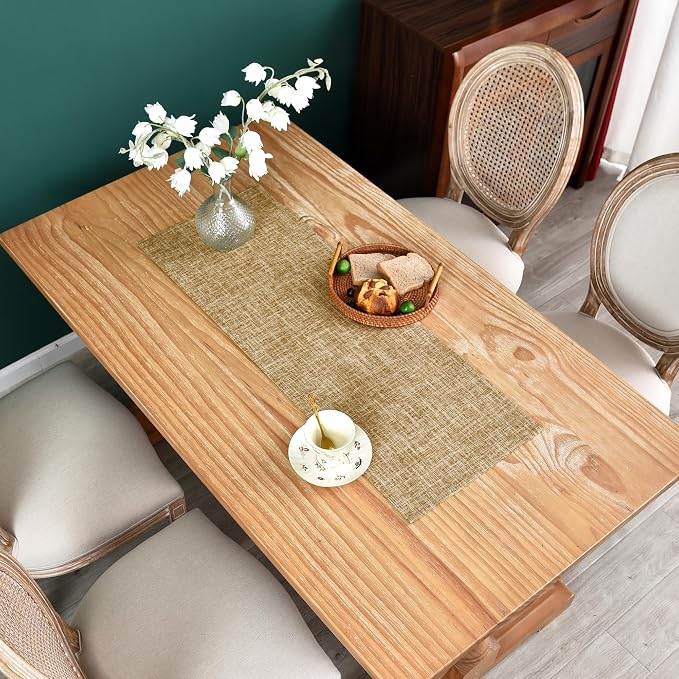 NEWISHER Reversible Double Layer Table Runner Faux Linen Fabric, 13x36inch | - Image 2