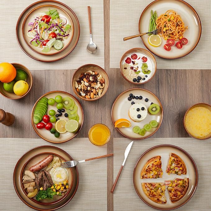 Ceramic Dinnerware Sets for 6, 18 Pieces Stoneware Plates and Bowls Sets - Image 3