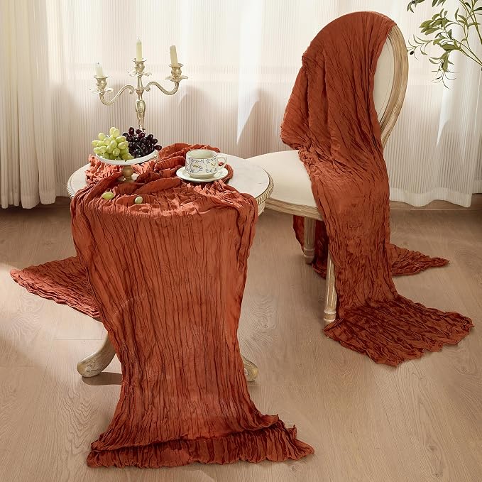 12 Pack Terracotta Cheesecloth Table Runner Boho Gauze Fall Decor | 120 Inch - Image 3