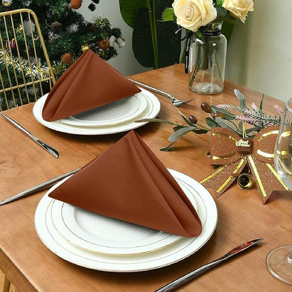 Ruvanti Cloth Napkins Set of 12, 18x18 Inch, Soft & Absorbent Cotton Enrich Dinner Napkins for Hotel, Wedding Parties, Napkins Everyday - Rust
