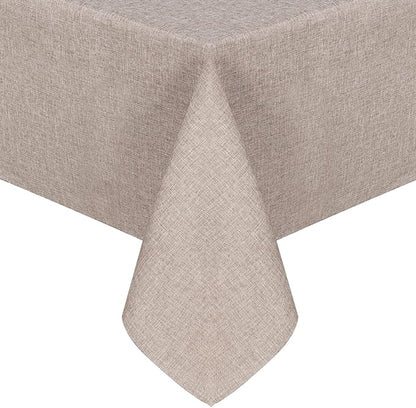 JIUZHEN Faux Linen Farmhouse Tablecloth Rectangular, Wrinkle Stain Resistant Table Cloth Rectangle Table Cover for Kitchen Dining, Holiday Party Dinner, Stone, 60 x 140 Inch
