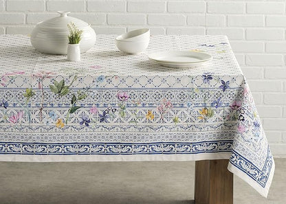 Maison d' Hermine Table Cloth Rectangle Table 100% Cotton 70 x 108 Inches Tablecloth Reusable Decorative for Dining Room Farmhouse Home Valentines Day Decorations Spring Summer - Faience