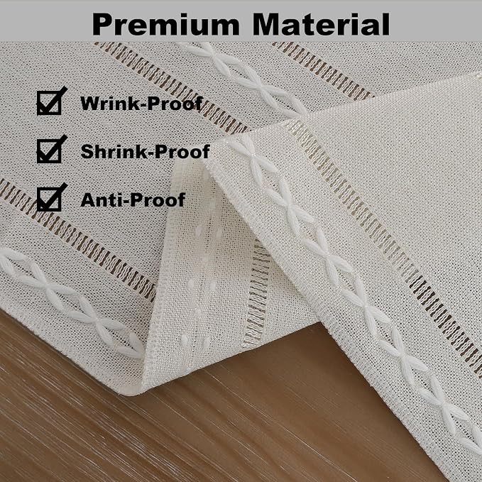 Gernaice 2PCS Boho Table Runner, Rustic Cotton Linen Farmhouse Table Runners - Image 4