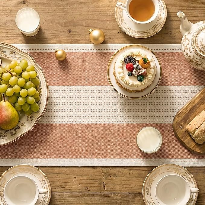 Artoid Mode Caramel Farmhouse Rustic Fall Table Runner, Seasonal Macrame Fabric - Image 3