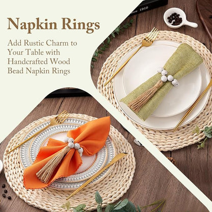 APTWOW Napkin Rings Set of 12, Wooden Napkin Rings - Image 6