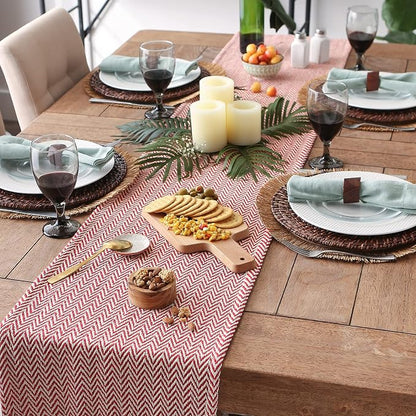 DII Woven Basic Tabletop Collection Chevron Table Runner, Tango Red - Image 3