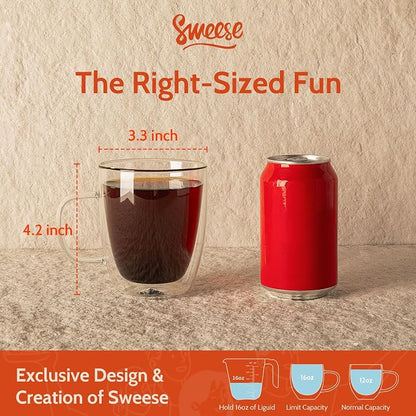 Sweese 12.5 oz Double Wall Glass Coffee Mugs Set of 2 - Image 2
