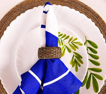CLEENTABLE Decorative Jute Napkin Ring, Cane Napkin Rings Set of 12 - Hand Woven Napkin Holders for Farmhouse, Rustic, Holiday, Wedding, Easter, Thanksgiving, Xmas, Boho & Fall Table Décor (Walnut)