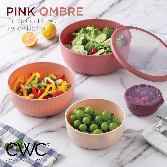 COOK WITH COLOR Prep Bowls with Lids- Wide and Deep Nesting Plastic Small - Image 6