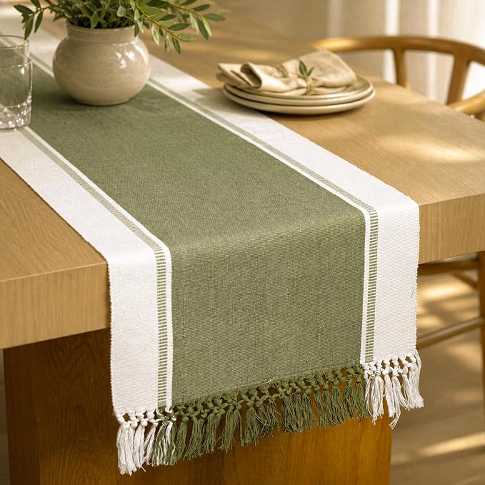 Cotton Table Runner, 14x72 Inch, Washable Boho Decor, Dining Kitchen - Image 4