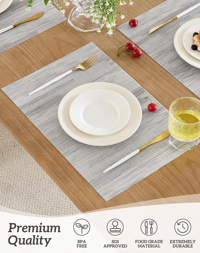 Leetaltree Lightsteel Black Placemats Set of 8 - Image 2