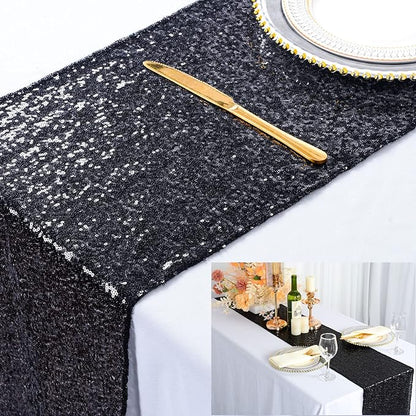 ShiDianYi Black Sequin Table Runner, Glitter by ShiDianYi