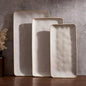 Famiware Serving Platter, Rectangular 15.67/14.1/12.6 inch Serving Dishes for Entertaining, Microwave Dishwasher Safe, Stonware Serving Trays for Party, Turkey, Cheese, Ocean Series, Cappuccino White