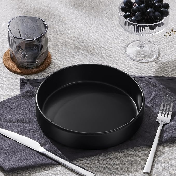 E-far Pasta Bowls Set of 4-35oz Shallow Ceramic Bowl Plates - Image 4