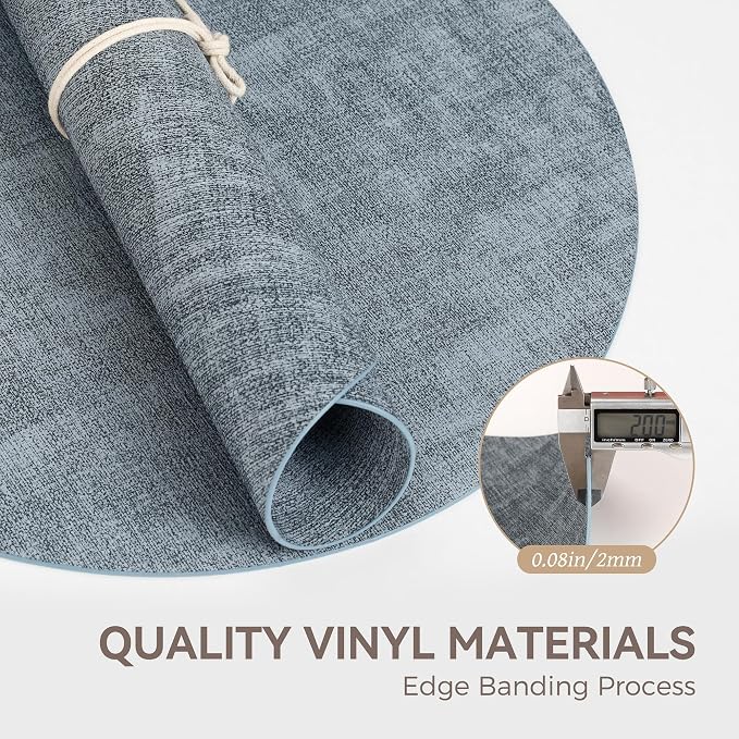 13" Round Placemats Set of 4, Reversible Faux Leather Heat Resistant Table Mats - Image 5