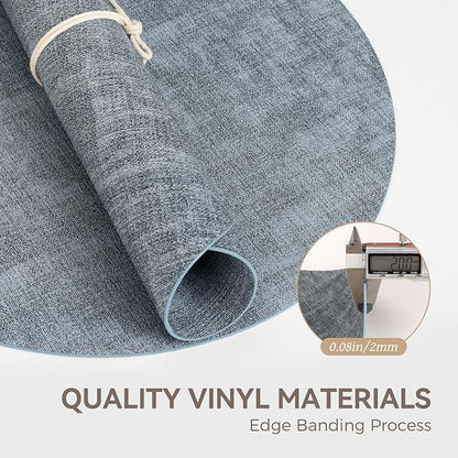 13" Round Placemats Set of 6, Reversible Faux Leather Heat Resistant Table Mats - Image 5