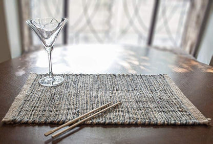 Natural Jute & Grey Placemats, 13x19 Inch Dining Table Placemats - Image 8