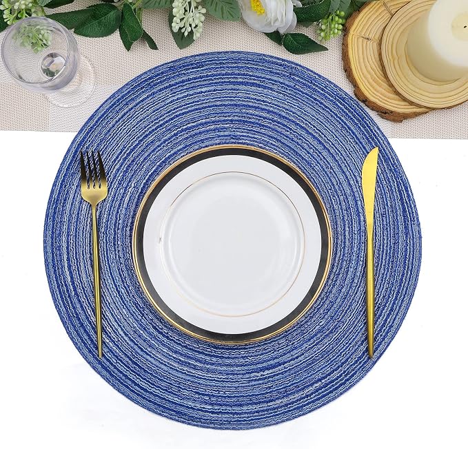 SHACOS Round Braided Placemats 15 inch Set of 6 Washable Kitchen Table Placemats - Image 2