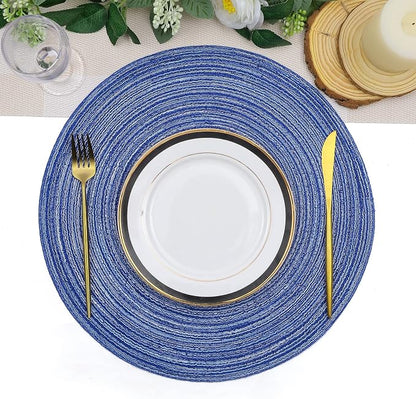 SHACOS Round Braided Placemats 15 inch Set of 4 Washable Cotton Polyester - Image 5