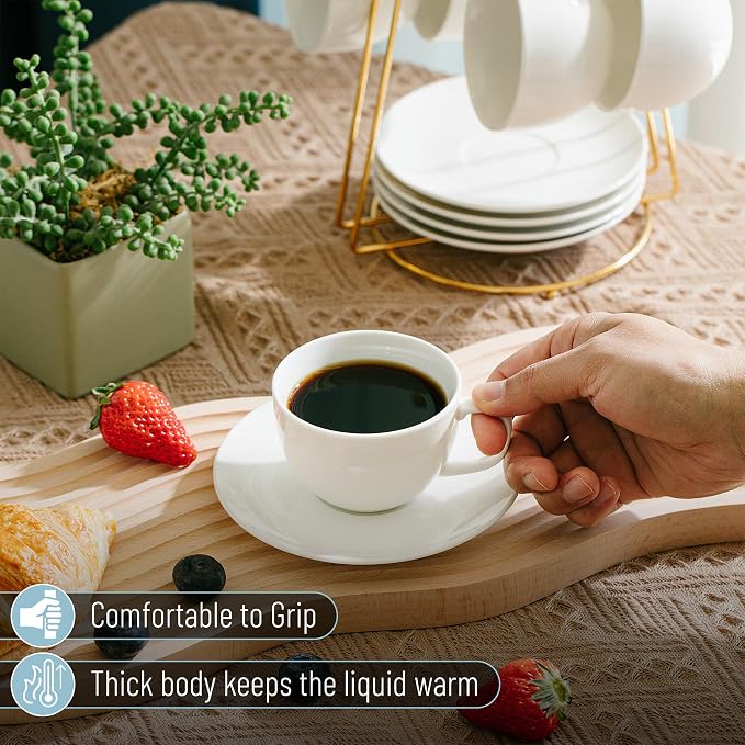 BTaT- Cappuccino Cups with Saucers 6 oz, Au Lait, Flat White, Dishwasher - Image 6