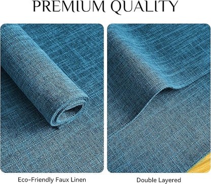 Softalker Faux Linen Placemats Set of 6-12 x 18 Inch, Heat Resistant Double Layered Durable Burlap Farmhouse Place Mats, Non-Slip Washable Rustic Table Mats for Dining, Kitchen, Party（Sky Blue
