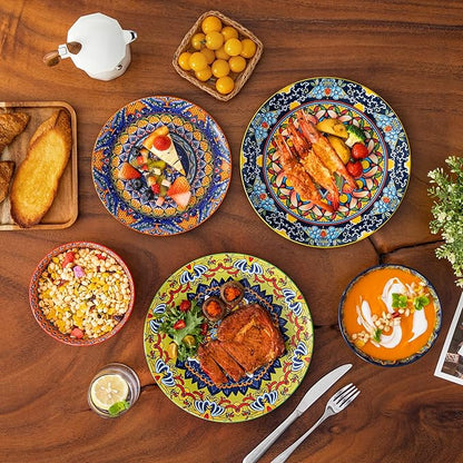 vancasso 18 Pieces Plates and Bowls Set, Bohemian Style Dinnerware Sets Service - Image 5
