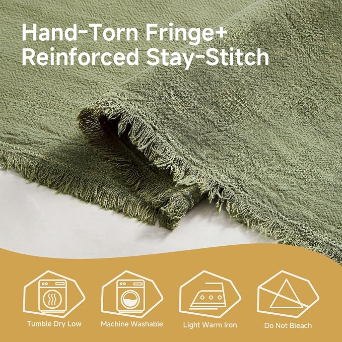 14 x 90 Inches Frayed Edge Table Runner, 270G Heavyweight Sand Washed Slub - Image 7