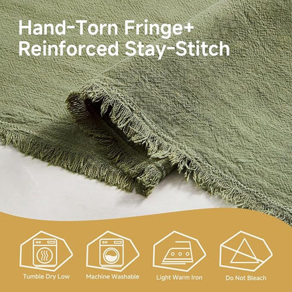 14 x 90 Inches Frayed Edge Table Runner, 270G Heavyweight Sand Washed Slub - Image 7