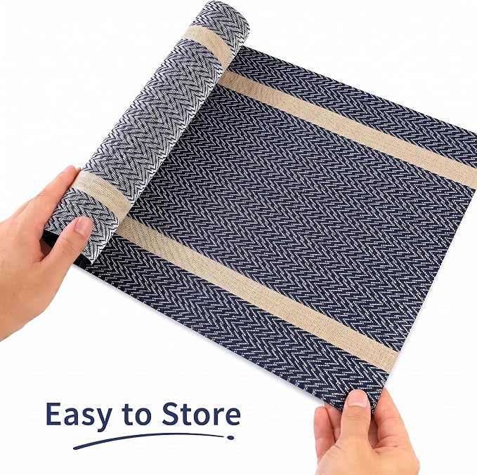 FAVE Navy Blue Woven Table Runner - Image 5
