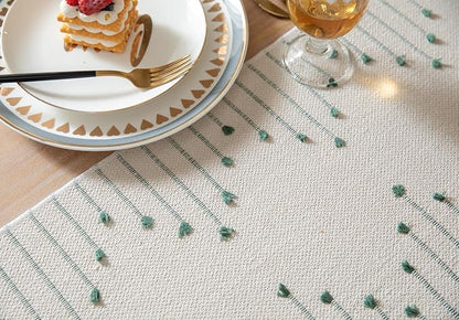 Boho Table Runner 13 x 108 Inch Long Natural Cotton Woven Runner - Image 3
