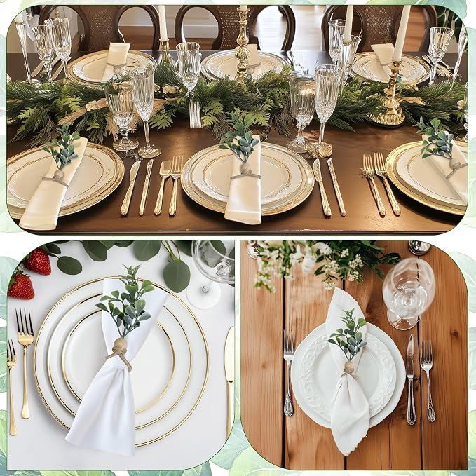 MAOANME Boho Eucalyptus Leaf Napkin Rings - Image 6