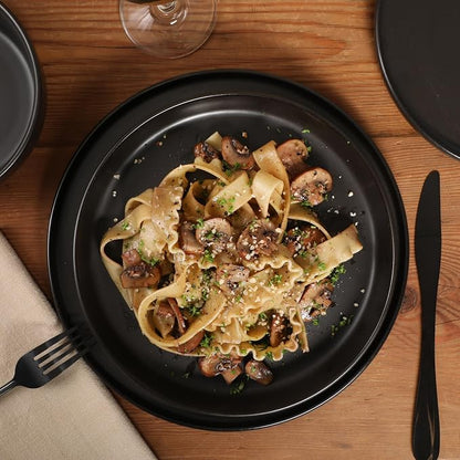 Gibson Elite Bayou Moon Plates and Bowls Sets, 16-Piece Black Matte Stoneware - Image 3