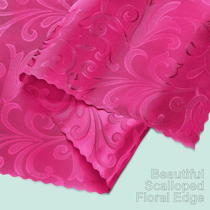2 Pack Hot Pink Damask Satin Table Runner 12 x 108 Inch | Bright Smooth Damask - Image 7