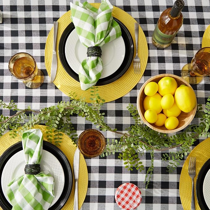 DII Checkered Tabletop Collection 100% Cotton, Machine Washable, Tablecloth - Image 5