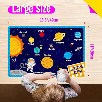 6 Pack Placemats for Kids, Non-Slip Washable Table Mats, Reusable Spanish - Image 3