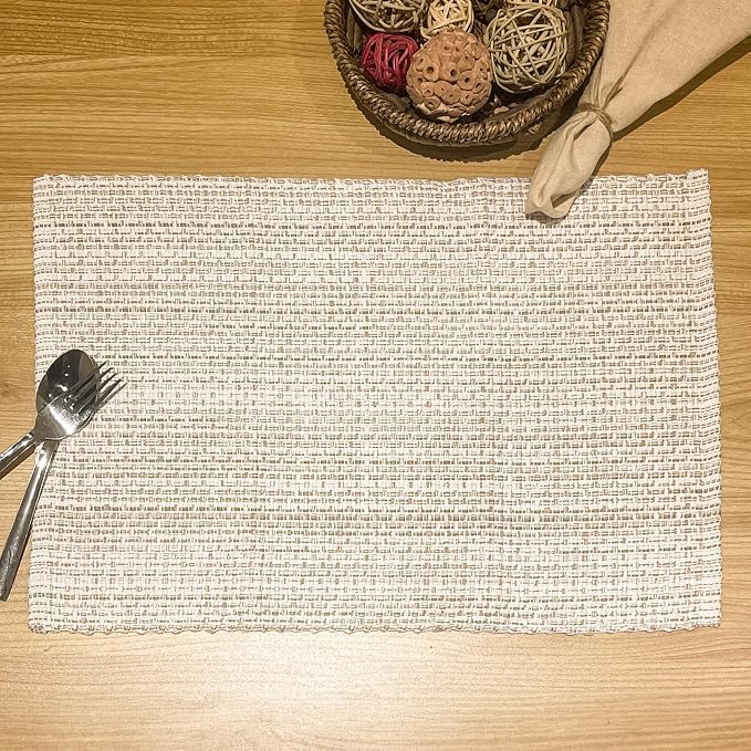 Cotton Placemats Set of 4, 13x19 Inch Washable Woven Fabric Table Mats - Image 3