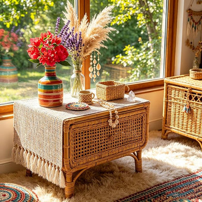 Boho Dresser Runner for Bedroom 36 Inch, Short Table Runner - Image 3